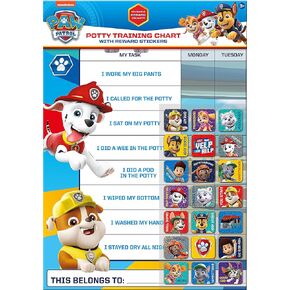 01.70.30.025 Paw Patrol Potty and Toilet Training Reward Chart and Stickers, for ages 3+, 29.7cm x 42cm