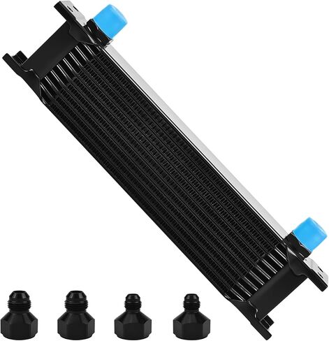 طقم مبرد زيت ناقل الحركة من الألومنيوم 19 صفًا 10AN AN10، لوحة مكدسة مع محول 6AN 8AN، مشعاع بريطاني لناقل الحركة العالمي، أسود in Kuwait