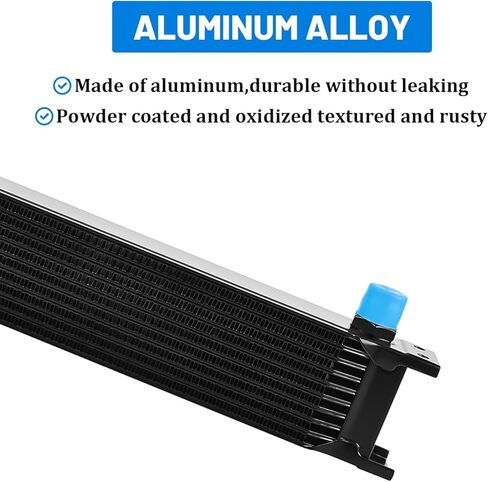 طقم مبرد زيت ناقل الحركة من الألومنيوم 19 صفًا 10AN AN10، لوحة مكدسة مع محول 6AN 8AN، مشعاع بريطاني لناقل الحركة العالمي، أسود in Kuwait