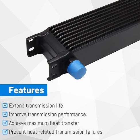 طقم مبرد زيت ناقل الحركة من الألومنيوم 19 صفًا 10AN AN10، لوحة مكدسة مع محول 6AN 8AN، مشعاع بريطاني لناقل الحركة العالمي، أسود in Kuwait