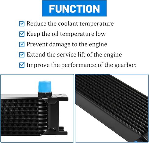 طقم مبرد زيت ناقل الحركة من الألومنيوم 19 صفًا 10AN AN10، لوحة مكدسة مع محول 6AN 8AN، مشعاع بريطاني لناقل الحركة العالمي، أسود in Kuwait