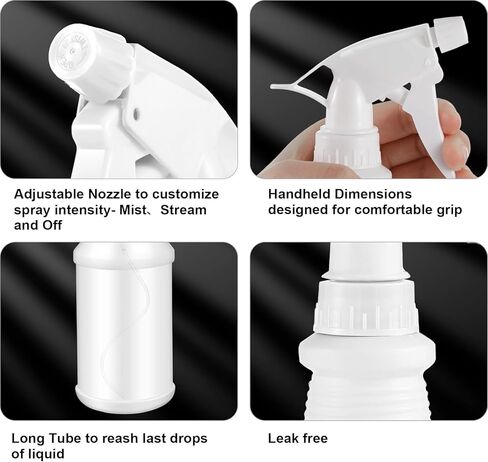 زجاجة رذاذ بلاستيكية 12 قطعة سعة 16 أونصة من إكلي، فارغة وقابلة لإعادة الاستخدام للتنظيف والماء وتفاصيل السيارات أو الحمام والمطبخ، تجارية وسكنية in Kuwait