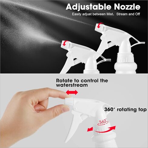 زجاجة رذاذ بلاستيكية 12 قطعة سعة 16 أونصة من إكلي، فارغة وقابلة لإعادة الاستخدام للتنظيف والماء وتفاصيل السيارات أو الحمام والمطبخ، تجارية وسكنية in Kuwait