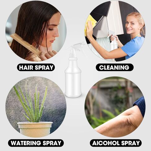 زجاجة رذاذ بلاستيكية 12 قطعة سعة 16 أونصة من إكلي، فارغة وقابلة لإعادة الاستخدام للتنظيف والماء وتفاصيل السيارات أو الحمام والمطبخ، تجارية وسكنية in Kuwait