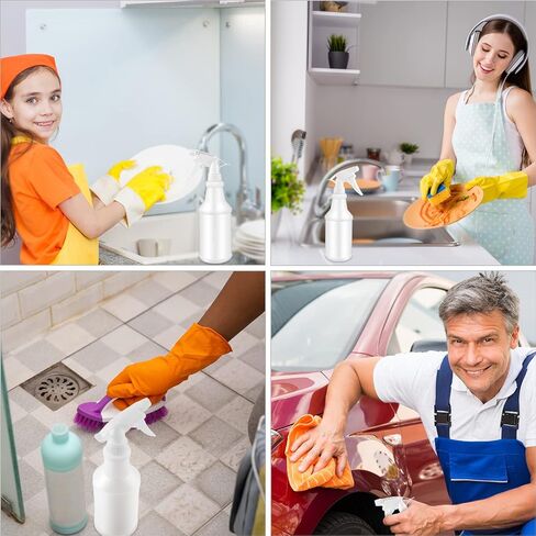 زجاجة رذاذ بلاستيكية 12 قطعة سعة 16 أونصة من إكلي، فارغة وقابلة لإعادة الاستخدام للتنظيف والماء وتفاصيل السيارات أو الحمام والمطبخ، تجارية وسكنية in Kuwait