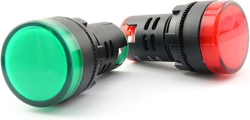 PZRT 2 قطعة ضوء مؤشر LED موفر للطاقة، فتحة تركيب لوحة فلوش، مقاس 22 مم 7/8 بوصة أحمر أخضر 12 فولت in Saudi Arabia