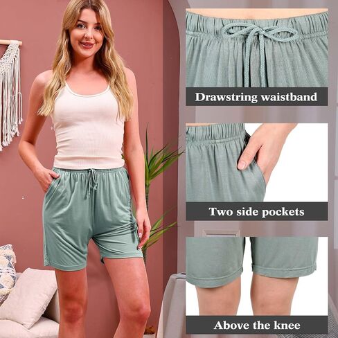 Bunnycool 3 Pack Women Pajama Shorts Casual Sleep Bottoms Drawstring Waist Modal Lounge Shorts with Pockets in Saudi Arabia