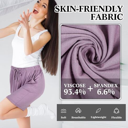 Bunnycool 3 Pack Women Pajama Shorts Casual Sleep Bottoms Drawstring Waist Modal Lounge Shorts with Pockets in Saudi Arabia