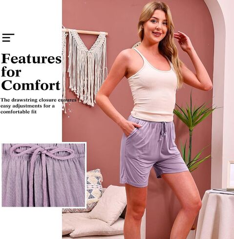 Bunnycool 3 Pack Women Pajama Shorts Casual Sleep Bottoms Drawstring Waist Modal Lounge Shorts with Pockets in Saudi Arabia