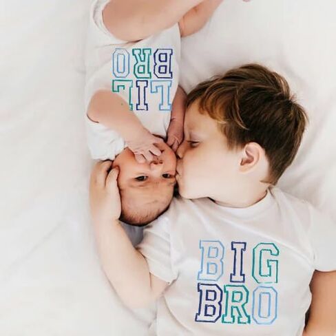 CREAIRY Big Sister Little Sister Brother Matching Outfits Toddler Baby Girl Boy Short Sleeve Romper T-Shirt Summer Clothes in Kuwait
