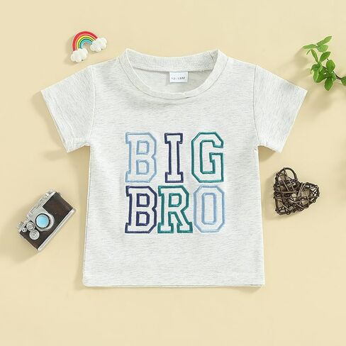 CREAIRY Big Sister Little Sister Brother Matching Outfits Toddler Baby Girl Boy Short Sleeve Romper T-Shirt Summer Clothes in Kuwait