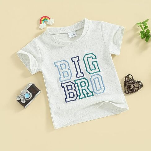 CREAIRY Big Sister Little Sister Brother Matching Outfits Toddler Baby Girl Boy Short Sleeve Romper T-Shirt Summer Clothes in Kuwait