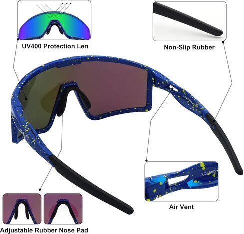 Xiyalai Vipers Sunglasses, Polarized Sports Glasses for Men Women with 3 Interchangeable Lenses, Baseball Cycling Running Fishing Golf in Saudi Arabia