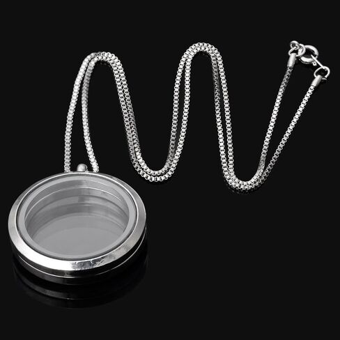 RUBYCA Living Memory Floating Charm Round Glass Locket Pendant Necklace 20 Inches in Saudi Arabia