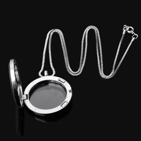 RUBYCA Living Memory Floating Charm Round Glass Locket Pendant Necklace 20 Inches in Saudi Arabia