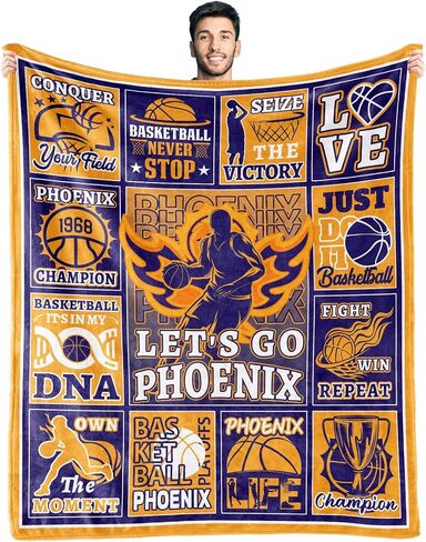 Kplndy Basketball Lovers Gifts Blanket, Phoenix Basketball Player Fans Gifts for Men Girls Boys, Basketball Team Gifts Super Soft Flannel Bed Throw Blanket 60"" x 50"" in Saudi Arabia