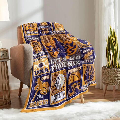 Kplndy Basketball Lovers Gifts Blanket, Phoenix Basketball Player Fans Gifts for Men Girls Boys, Basketball Team Gifts Super Soft Flannel Bed Throw Blanket 60"" x 50"" in Saudi Arabia