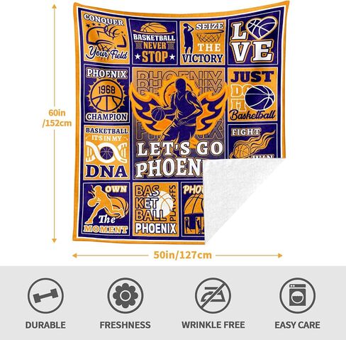 Kplndy Basketball Lovers Gifts Blanket, Phoenix Basketball Player Fans Gifts for Men Girls Boys, Basketball Team Gifts Super Soft Flannel Bed Throw Blanket 60"" x 50"" in Saudi Arabia