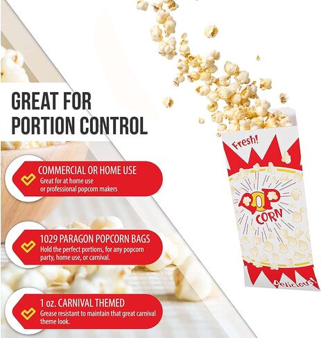 200 كيس فشار، مجموعة لوازم آلة الفشار، ورق مقاوم للدهون 1 أونصة، أكياس الفشار لآلة الفشار، مقاومة للدهون، بطابع الكرنفال، صنع في الولايات المتحدة الأمريكية in Kuwait