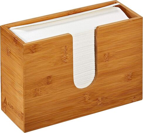 موزع مناشف ورقية من الخيزران من AdirHome مقاس 4.8 بوصة × 11.6 بوصة × 7.8 بوصة - مثبت على الحائط أو سطح الطاولة لمناديل اليد متعددة الطيات - الحمام، المطبخ، المنزل أو الاستخدام التجاري (الخيزران) in Kuwait