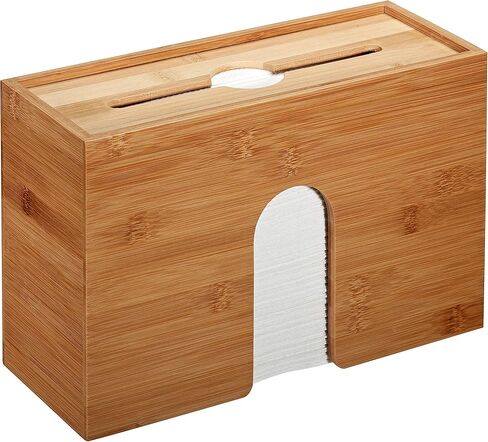 موزع مناشف ورقية من الخيزران من AdirHome مقاس 4.8 بوصة × 11.6 بوصة × 7.8 بوصة - مثبت على الحائط أو سطح الطاولة لمناديل اليد متعددة الطيات - الحمام، المطبخ، المنزل أو الاستخدام التجاري (الخيزران) in Kuwait