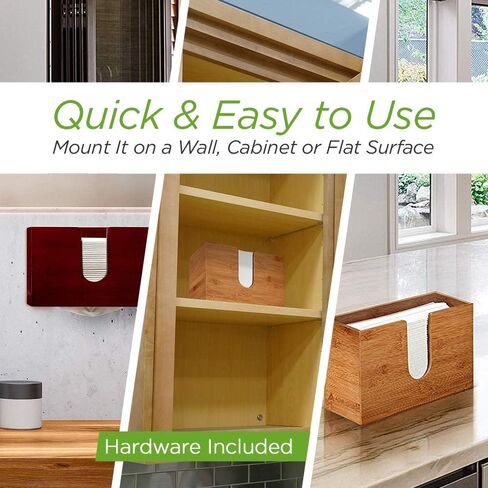 موزع مناشف ورقية من الخيزران من AdirHome مقاس 4.8 بوصة × 11.6 بوصة × 7.8 بوصة - مثبت على الحائط أو سطح الطاولة لمناديل اليد متعددة الطيات - الحمام، المطبخ، المنزل أو الاستخدام التجاري (الخيزران) in Kuwait