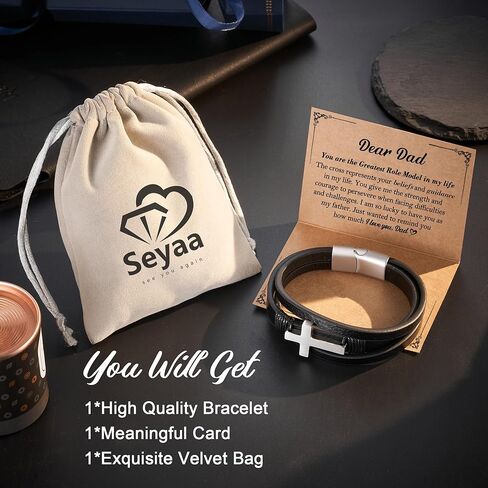 جوكوي سوار جلدي متقاطع للأب | الابن، هدايا عيد ميلاد للرجال هدايا التخرج عيد الفصح لسوار الابن من أمي أبي in Kuwait