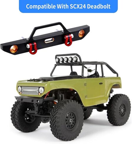 RC Metal Aluminum Front Bumper with U-Rings Tow Hitch Shackles for 1/24 RC Crawler Axial SCX24 AXI90081 Upgrades Parts in Saudi Arabia