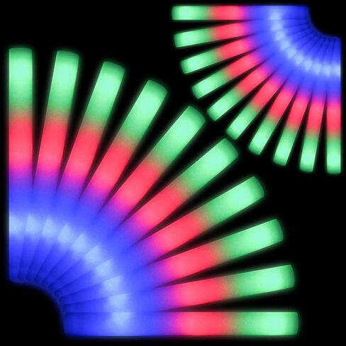 102 PCS Led Foam Sticks, Bulk Glow Sticks with 3 Colors Flashing, Light Up Baton Wands for Kids, Glow Sticks Party Supplies for party, Wedding, Raves, Concert, Camping, Sporting Events in Kuwait