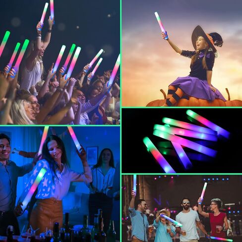 102 PCS Led Foam Sticks, Bulk Glow Sticks with 3 Colors Flashing, Light Up Baton Wands for Kids, Glow Sticks Party Supplies for party, Wedding, Raves, Concert, Camping, Sporting Events in Kuwait