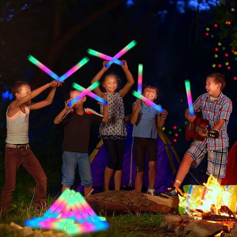 102 PCS Led Foam Sticks, Bulk Glow Sticks with 3 Colors Flashing, Light Up Baton Wands for Kids, Glow Sticks Party Supplies for party, Wedding, Raves, Concert, Camping, Sporting Events in Kuwait