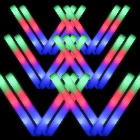 102 PCS Led Foam Sticks, Bulk Glow Sticks with 3 Colors Flashing, Light Up Baton Wands for Kids, Glow Sticks Party Supplies for party, Wedding, Raves, Concert, Camping, Sporting Events in Kuwait