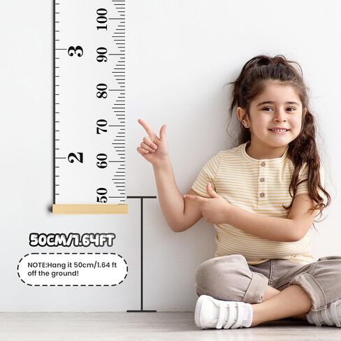 Kids Growth Chart Wall Hanging Baby Height Growth Chart Height Chart for Kids Removable Wall Decor for Kids Canvas Ruler Kids Measuring Chart for Wall Accurate Measurement Child Growth Chart (White) in Saudi Arabia