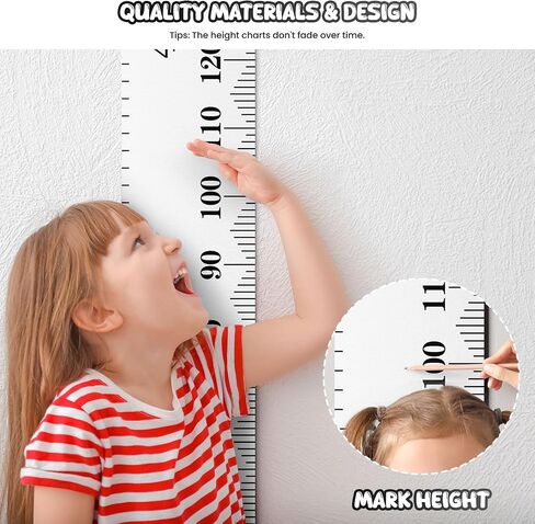 Kids Growth Chart Wall Hanging Baby Height Growth Chart Height Chart for Kids Removable Wall Decor for Kids Canvas Ruler Kids Measuring Chart for Wall Accurate Measurement Child Growth Chart (White) in Saudi Arabia