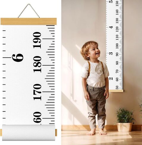 Kids Growth Chart Wall Hanging Baby Height Growth Chart Height Chart for Kids Removable Wall Decor for Kids Canvas Ruler Kids Measuring Chart for Wall Accurate Measurement Child Growth Chart (White) in Saudi Arabia