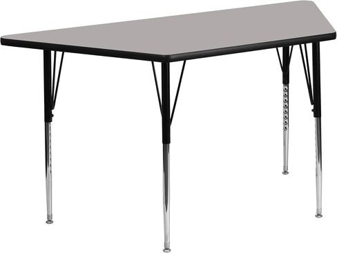 طاولة أنشطة Flash Furniture Wren مقاس 22.5 بوصة عرض × 45 بوصة طول شبه منحرف رمادي HP Laminate - أرجل قابلة للتعديل بارتفاع قياسي in Kuwait