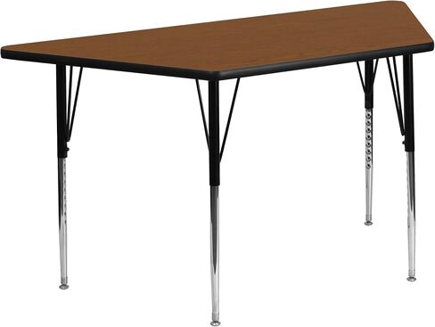 طاولة أنشطة Flash Furniture Wren مقاس 22.5 بوصة عرض × 45 بوصة طول شبه منحرف رمادي HP Laminate - أرجل قابلة للتعديل بارتفاع قياسي in Kuwait