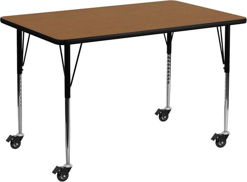 Flash Furniture Mobile 24''W x 48''L Rectangular Grey Thermal Laminate Activity Table - Standard Height Adjustable Legs in Saudi Arabia
