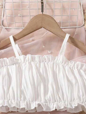 Floerns Toddler Girls 2 Piece Outfit Cold Shoulder Crop Blouse Top and Ruffle Hem Short Skirt Set in Saudi Arabia