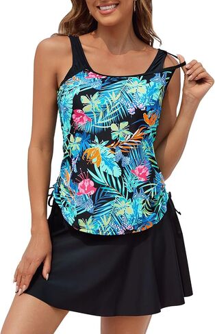 SEAFORM Women's Two-Piece Tankini Swimsuits Tummy Control Bathing Suits False Two-Piece Tankini Top with Swim Dress for Women in Saudi Arabia