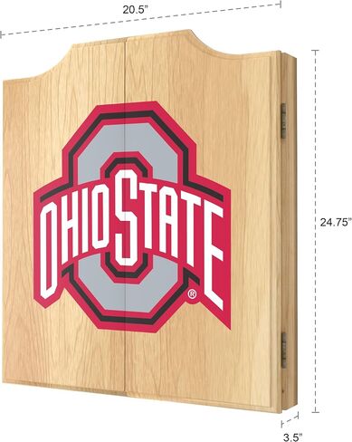 Dart Board Cabinet Set - Ohio State University Logo Dart Board with 6 Steel Tip Darts, Scoreboard, Hanging Wood Cupboard by Trademark Gameroom in Saudi Arabia