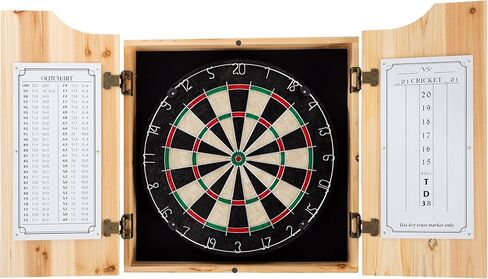 Dart Board Cabinet Set - Ohio State University Logo Dart Board with 6 Steel Tip Darts, Scoreboard, Hanging Wood Cupboard by Trademark Gameroom in Saudi Arabia