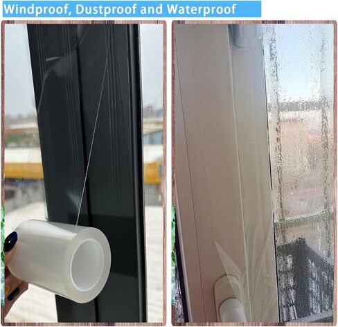 Transparent Window Weather Sealing Tape Reusable, No Damaging for Paint, Removable 3“ Wide Window Insulation Sealing Tape Waterproof, Without Residue, Clear and Washable, Multipurpose in Saudi Arabia