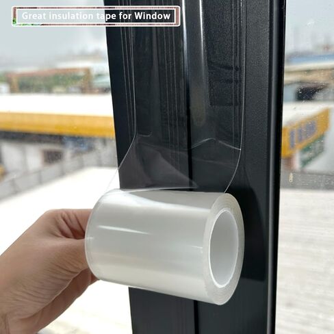 Transparent Window Weather Sealing Tape Reusable, No Damaging for Paint, Removable 3“ Wide Window Insulation Sealing Tape Waterproof, Without Residue, Clear and Washable, Multipurpose in Saudi Arabia