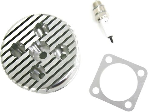 رأس أسطوانة RIRECUjP CNC وقابس شرارة لمحرك السباق 66cc/80cc (فضي) in Kuwait