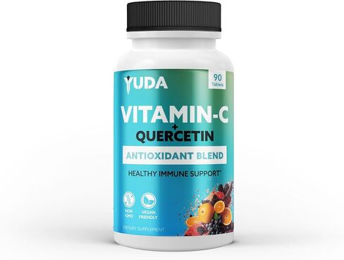 Yuda Immune Support Booster - Vitamin C and Quercetin, Enriched with Elderberry and Rose HIPS, a Superior Vitamin C and Quercetin Formula, Promotes a Healthy Immune Response, 90 Capsules in Saudi Arabia