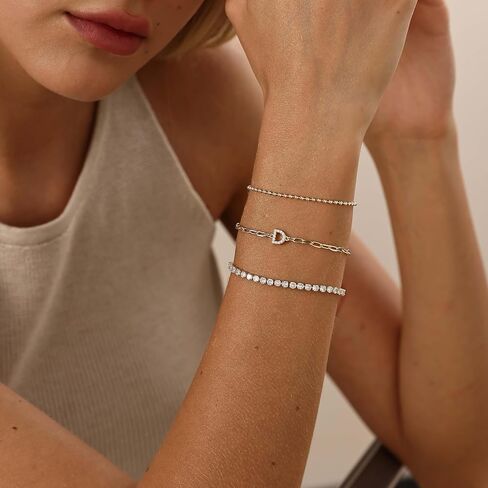CUEZIY Initial Bracelets for Women 14K Gold Plated Layered Cubic Zirconia Tennis Bracelets Beaded Chain Bracelet Gold Letter Bracelet Set Dainty Gold Bracelets for Women Jewelry Gifts for Women in Kuwait