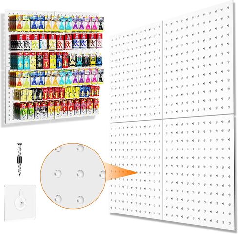 Pegboard Galvanized Steel, Pegboard Wall Organizer with Drilling and No Drilling Installation Ways. Peg Board 4PCS,Metal Pegboard, Peg Boards for Walls, White Pegboard for Garage,Craft Room,Workshop. in Saudi Arabia