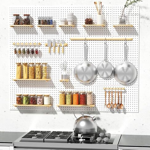Pegboard Galvanized Steel, Pegboard Wall Organizer with Drilling and No Drilling Installation Ways. Peg Board 4PCS,Metal Pegboard, Peg Boards for Walls, White Pegboard for Garage,Craft Room,Workshop. in Saudi Arabia