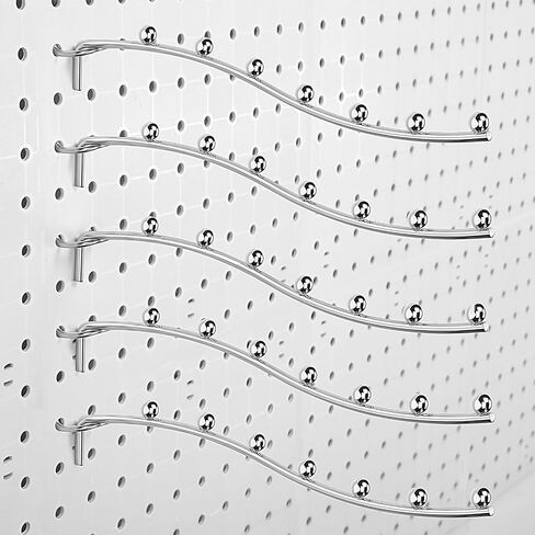 Yaocom 20 Pcs Peg Board Waterfall Hook Shelving Hooks Metal 7 Station Pegboard Display Hooks Wall Hangers Face Out Hook Fit 1/4" Pegboard for Garage Kitchen Store (Silver) in Saudi Arabia
